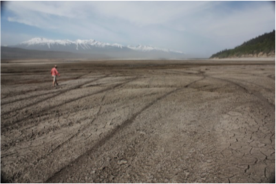 Spring drawdown at the north end of Kinbasket reservior, near Valemount