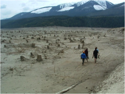 Spring drawdown in South Kinbasket Reservoir